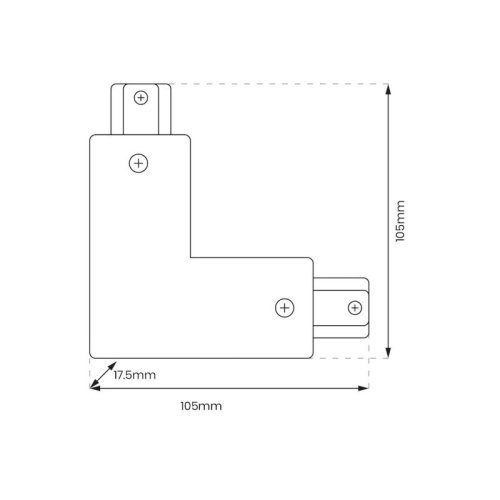 Łącznik zasilający kątowy typu L, złączka do lampy szynowej, czarna, 1 fazowa