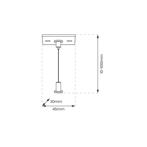 Zawiesie do lampy szynowej wiszącej, prowadnica czarna chrom, 1 fazowa, 101cm