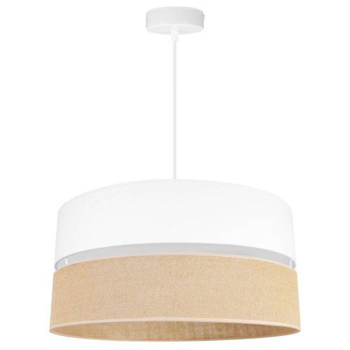OUTLET -30% Lampa sufitowa JUTA, podwójny abażur, biało - beżowa, regulowana, E27