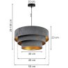 Lampa Wisząca z Welurowym Abażurem Szarym MEDIOLAN Złoty Środek
