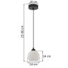 Lampa sufitowa żyrandol RIFFLE, pojedyncza, biała ryflowana kula, do kuchni, salonu, łazienki, 14cm