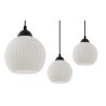 Lampa sufitowa żyrandol RIFFLE, pojedyncza, biała ryflowana kula, do kuchni, salonu, łazienki, 14cm