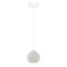 Lampa sufitowa wisząca RIFFLE, pojedyncza, biała ryflowana kula do salonu, kuchni, jadalni, 14cm