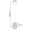 Lampa sufitowa wisząca RIFFLE, pojedyncza, biała ryflowana kula do salonu, kuchni, jadalni, 14cm