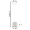 Lampa wisząca żyrandol RIFFLE, biały szklany klosz w kształcie walca, biała konstrukcja, 15cm średnicy