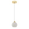 Lampa sufitowa żyrandol RIFFLE, biała ryflowana kula ze złotymi dodatkami w stylu glamour, 14cm