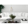 Lampa sufitowa żyrandol RIFFLE, biała ryflowana kula ze złotymi dodatkami w stylu glamour, 14cm