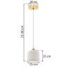 Lampa wisząca RIFFLE, sufitowa, pojedyncza, biały szklany klosz walec ze złotymi dodatkami, E27