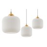 Lampa wisząca RIFFLE, sufitowa, pojedyncza, biały szklany klosz walec ze złotymi dodatkami, E27