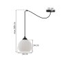 Lampa sufitowa wisząca pająk RIFFLE, czarna konstrukcja z białym ryflowanym kloszem kulą, 1 źródło