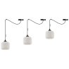 Lampa wisząca żyrandol RIFFLE, pojedyncza, czarny pająk loft z białym kloszem ze szkła, nad stół i wyspę