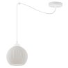 Lampa sufitowa żyrandol pająk RIFFLE, styl loftowy, biała konstrukcja, szklana kula, nad stół i wyspę