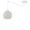 Lampa sufitowa żyrandol pająk RIFFLE, styl loftowy, biała konstrukcja, szklana kula, nad stół i wyspę