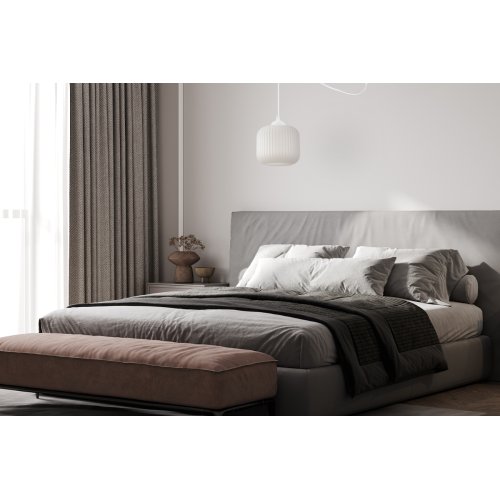 Lampa wisząca typu pająk RIFFLE, sufitowa, pojedyncza, biały szklany walec o ryflowanej strukturze