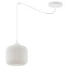 Lampa wisząca typu pająk RIFFLE, sufitowa, pojedyncza, biały szklany walec o ryflowanej strukturze