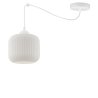 Lampa wisząca typu pająk RIFFLE, sufitowa, pojedyncza, biały szklany walec o ryflowanej strukturze