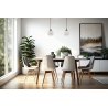 Lampa sufitowa wisząca RIFFLE, biała ryflowana kula 14cm, styl glamour, do salonu, kuchni, łazienki