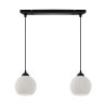 Lampa sufitowa wisząca RIFFLE, biała ryflowana kula 14cm, styl glamour, do salonu, kuchni, łazienki