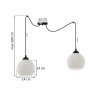 Lampa sufitowa wisząca pająk loft RIFFLE, biała ryflowana kula, 2 źródła światła, do salonu i jadalni