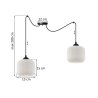 Lampa wisząca żyrandol czarny pająk RIFFLE, dwa białe szklane walce w stylu glamour, do kuchni i salonu
