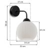 Lampa ścienna kinkiet RIFFLE, biała szklana kula w stylu glamour, do sypialni, salonu, przedpokoju