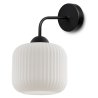 Lampa ścienna kinkiet RIFFLE, szklany ryflowany walec w kolorze białym, styl glamour, gwint E27