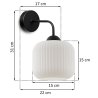 Lampa ścienna kinkiet RIFFLE, szklany ryflowany walec w kolorze białym, styl glamour, gwint E27