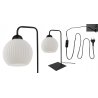 Lampa stołowa stojąca RIFFLE, czarna konstrukcja, biała szklana kula glamour, jedno źródło światła