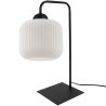 Lampa stołowa nocna RIFFLE, biały klosz walec o ryflowanej strukturze, do salonu i sypialni