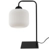 Lampa stołowa nocna RIFFLE, biały klosz walec o ryflowanej strukturze, do salonu i sypialni