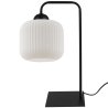 Lampa stołowa nocna RIFFLE, biały klosz walec o ryflowanej strukturze, do salonu i sypialni