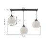 Lampa sufitowa wisząca RIFFLE, czarny potrójny żyrandol z białymi szklanymi kulami, styl glamour