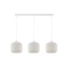 Lampa wisząca RIFFLE, sufitowa, potrójna, biała konstrukcja, szklane walce o ryflowanej powierzchni, 15cm