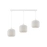Lampa wisząca RIFFLE, sufitowa, potrójna, biała konstrukcja, szklane walce o ryflowanej powierzchni, 15cm