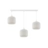 Lampa wisząca RIFFLE, sufitowa, potrójna, biała konstrukcja, szklane walce o ryflowanej powierzchni, 15cm