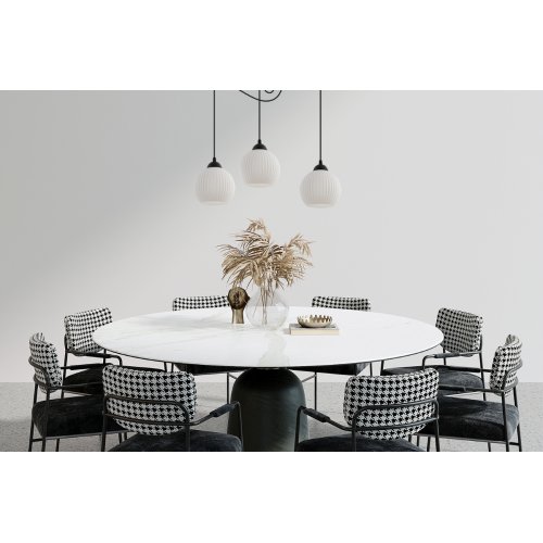 Lampa sufitowa wisząca RIFFLE, biała kula, czarna konstrukcja typu pająk w stylu loft, do 200cm długości