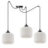 Lampa wisząca żyrandol RIFFLE, potrójny pająk w stylu loft z białymi kloszami ze szkła, nad stół i wyspę