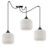Lampa wisząca żyrandol RIFFLE, potrójny pająk w stylu loft z białymi kloszami ze szkła, nad stół i wyspę