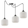 Lampa wisząca żyrandol RIFFLE, potrójny pająk w stylu loft z białymi kloszami ze szkła, nad stół i wyspę