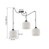 Lampa wisząca żyrandol RIFFLE, potrójny pająk w stylu loft z białymi kloszami ze szkła, nad stół i wyspę