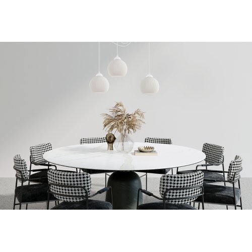 Lampa sufitowa żyrandol RIFFLE, potrójna, trzy białe kule w stylu nowoczesnym, do kuchni i salonu