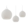 Lampa sufitowa żyrandol RIFFLE, potrójna, trzy białe kule w stylu nowoczesnym, do kuchni i salonu