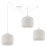 Lampa wisząca RIFFLE, sufitowa, biały klosz walec o ryflowanej strukturze, pająk do jadalni, salonu, kuchni