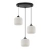 Lampa wisząca żyrandol RIFFLE, potrójna listwa ze szklanymi kloszami w białym kolorze, styl glamour