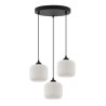 Lampa wisząca żyrandol RIFFLE, potrójna listwa ze szklanymi kloszami w białym kolorze, styl glamour