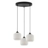 Lampa wisząca żyrandol RIFFLE, potrójna listwa ze szklanymi kloszami w białym kolorze, styl glamour