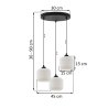 Lampa wisząca żyrandol RIFFLE, potrójna listwa ze szklanymi kloszami w białym kolorze, styl glamour