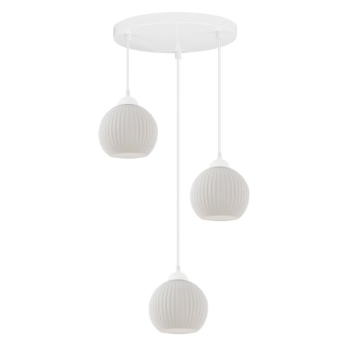 Lampa sufitowa żyrandol RIFFLE, kolor biały, trzy szklane kule w stylu nowoczesnym, do kuchni i jadalni