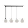 Lampa sufitowa wisząca RIFFLE, czarna konstrukcja, białe szklane kule 14cm, na 4 żarówki