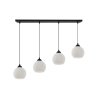 Lampa sufitowa wisząca RIFFLE, czarna konstrukcja, białe szklane kule 14cm, na 4 żarówki